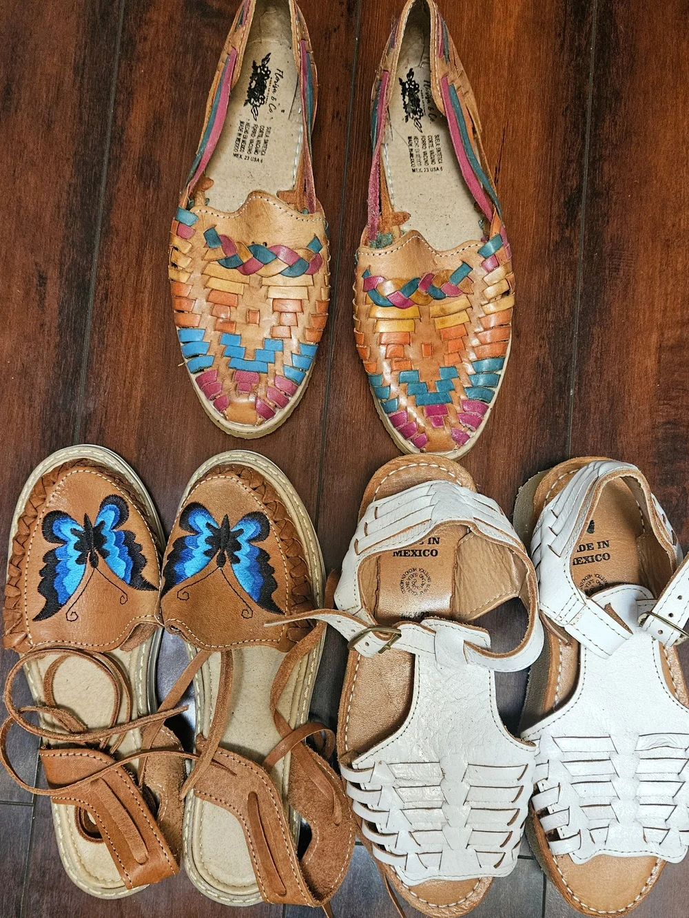 Handwoven Kids Huarache Sandals in Tan, White and Multicolor